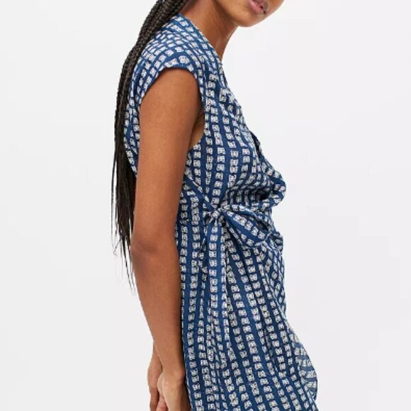 NWT URBAN OUTFITTERS | Silver Sun Navy Mini Wrap Dress Butterfly | Sz. S - Picture 3 of 11